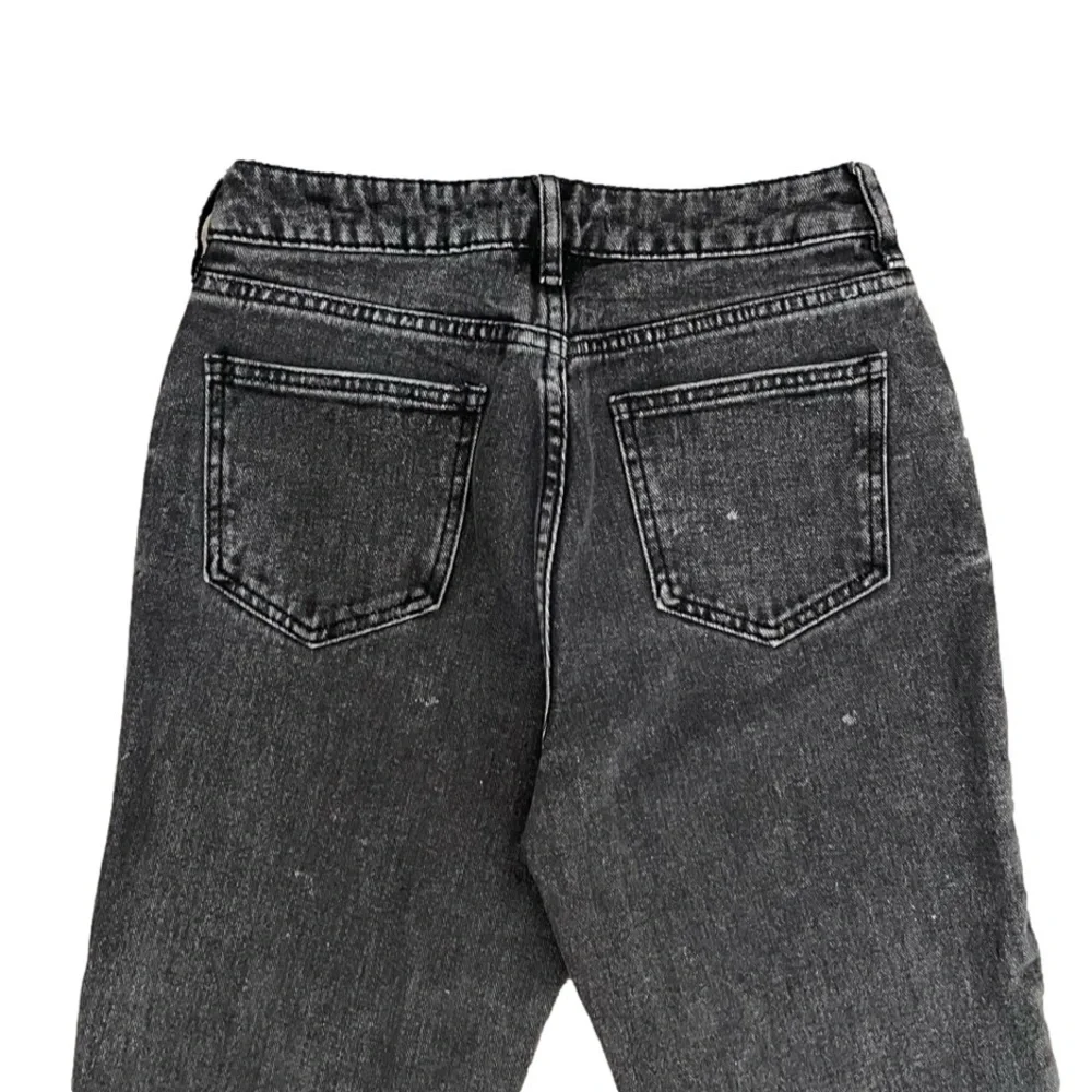 Pacsun Mom Denim Jeans 25 Dark Gray Straight Leg Whiskering Casual Pockets - Picture 7 of 8